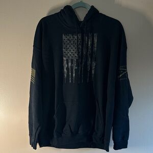 Grunt Style Dark Hoodie with Flag Graphic
